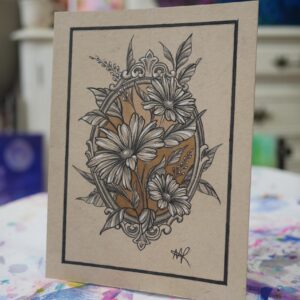 daisies in a frame - original drawing