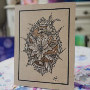 lilies in a frame - original drawing