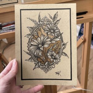 daisies in a frame tattoo