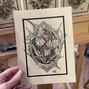 irises in a frame tattoo