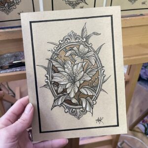 lilies in a frame tattoo