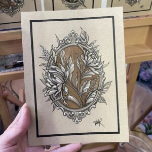 chrysanthemums in a frame tattoo