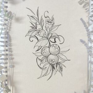 Blueberries and blossoms